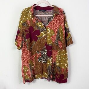 Marina Rinaldi Sport Button Down Shirt Abstract Burgundy size 31